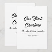 私たちの最初のクリスマス Mr と Mrs カップル名 日付 招待状 (正面/裏面)