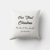 私たちの最初のクリスマス Mr. and Mrs. カップルの名前と日付 クッション (裏面)