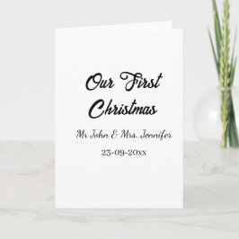 私たちの最初のクリスマス Mr + Mrs カップル 名前 + 日付 カード