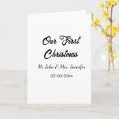 私たちの最初のクリスマス Mr + Mrs カップル 名前 + 日付 カード (黄色い花)