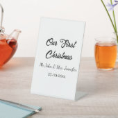 私たちの最初のクリスマス Mr + Mrs カップル 名前 + 日付 台座サイン (インサイチュ)