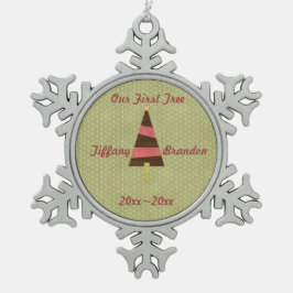 私たちの最初のツリーのカスタマイズ可能なクリスマスの装飾 スノーフレークピューターオーナメント