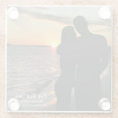 私たちの最初のデート、カップルのカスタム結婚式の写真 ガラスコースター (裏面)