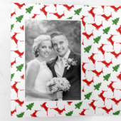 私たちの最初のノエルの鹿の木の新しいクリスマスの写真 三つ折りクリスマスカード (内部最初)