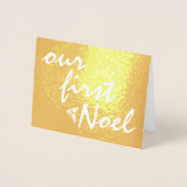 私たちの最初のノエル – ホリーベリークリスマス金ゴールド 箔カード (正面)