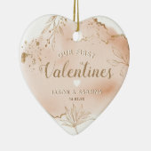私たちの最初のバレンタインデーの贈り物 |写真パーソナライズされた セラミックオーナメント (右)