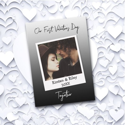 私たちの最初のバレンタインデーパーソナライズされたレトロ カード