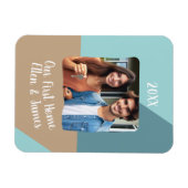 私たちの最初のホームカスタム引っ越し祝いパーティー写真ギフト マグネット (横)