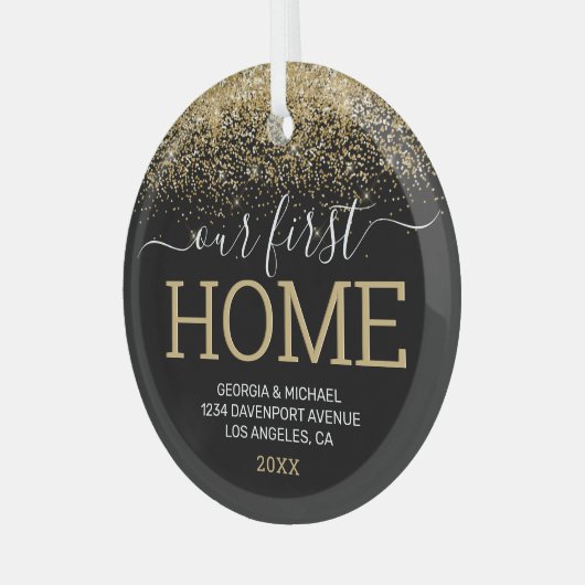 私たちの最初のホームクリスマスガラスオーナメント ガラスオーナメント (正面左)