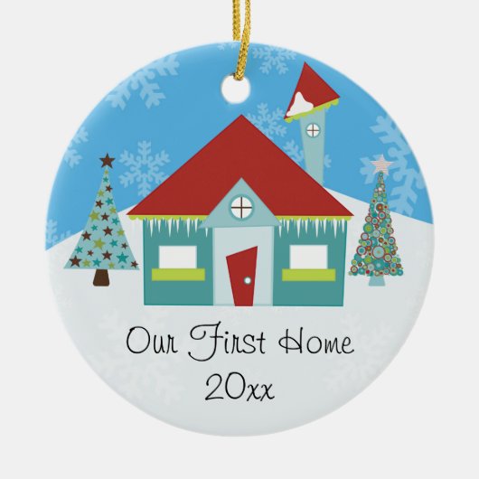 私たちの最初のホームクリスマス セラミックオーナメント (正面)