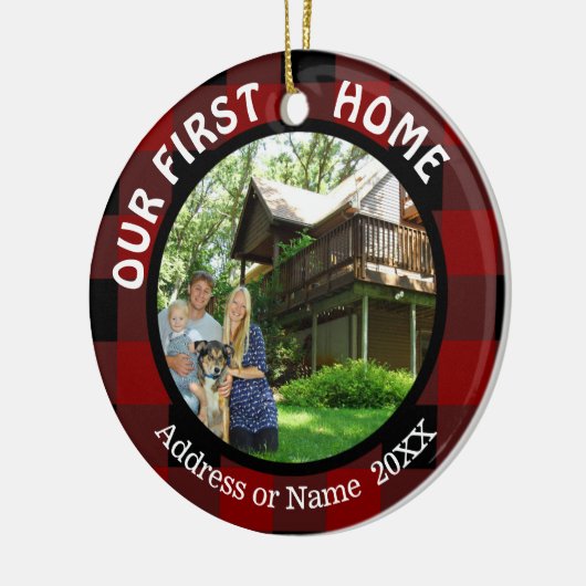 私たちの最初のホーム（あなたの写真）2つの写真の両面 セラミックオーナメント (左)