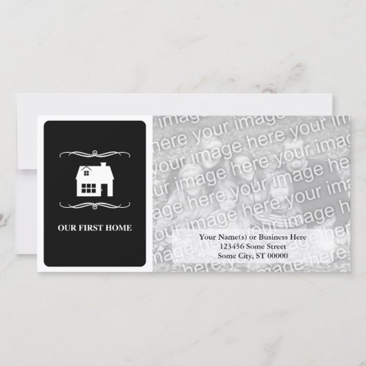 私たちの最初のモダン家（白黒） 案内状 (正面)