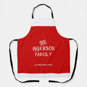 私たちの最初の家へ ようこそ タイポグラフィー 赤 白 エプロン (正面)