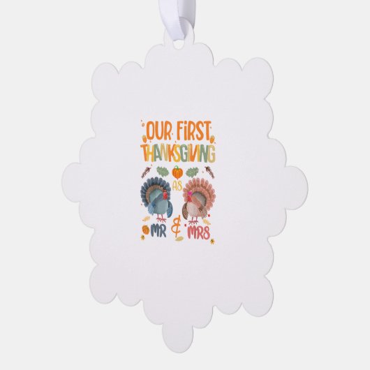 私たちの最初の感謝の夫婦結婚した2 オーナメントカード (左)