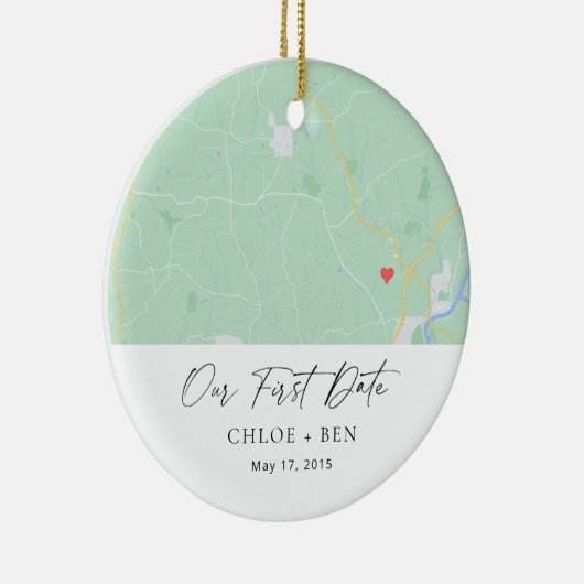 私たちの最初の日付パーソナライズされたマップのセラミックオーナメント セラミックオーナメント (右)