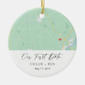 私たちの最初の日付パーソナライズされたマップのセラミックオーナメント セラミックオーナメント (正面)