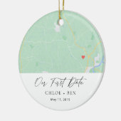 私たちの最初の日付パーソナライズされたマップのセラミックオーナメント セラミックオーナメント (左)