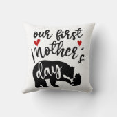 私たちの最初の母の日のハートママベアギフト1/2 クッション (裏面)