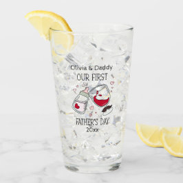 私たちの最初の父の日少女のおもしろい応援 タンブラーグラス