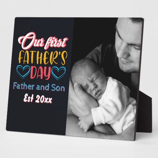 私たちの最初の父の日 – 永遠の絆 フォトプラーク (側面)