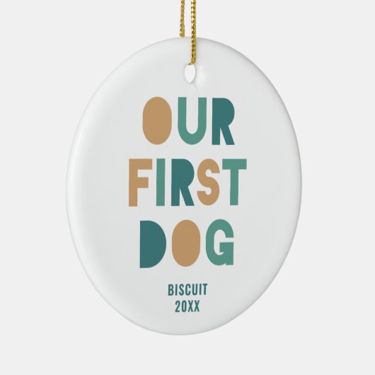 私たちの最初の犬パーソナライズされたの新しいペットはっきりしたタイポグラフィ セラミックオーナメント (右)