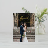 私たちの最初の結婚したクリスマススクリプト写真フォイルHoli 箔シーズンポストカード (立ち正面)