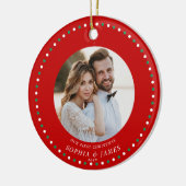 私たちの最初の結婚したクリスマスレッドオーナメント セラミックオーナメント (左)