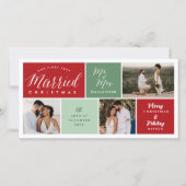 私たちの最初の結婚した非常にクリスマス3結婚の写真 シーズンカード (正面)