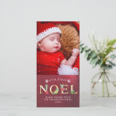 私たちの最初のNOELクリスマスポインセチア休日の写真 シーズンカード (スタンド正面)