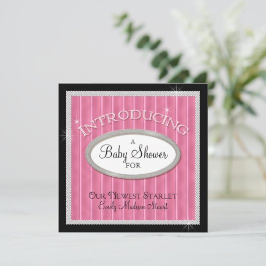 私たちの最新スターレットハリウッドグラムベビーシャワー 招待状 (スタンド正面)