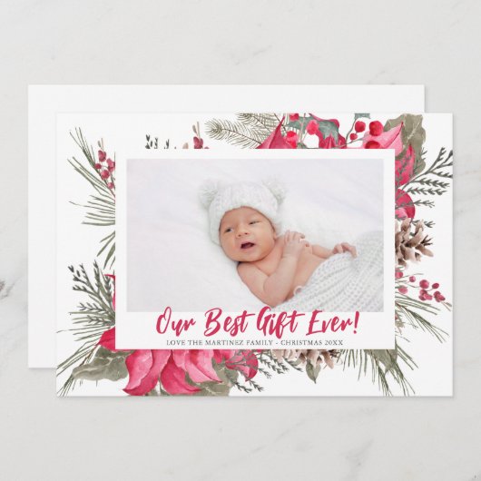 私たちの最高のギフトエバーベビー誕生 案内状 (正面/裏面)