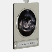 私たちの最高のクリスマスプレゼントかわいい超音波写真 シルバープレートバナーオーナメント (右)