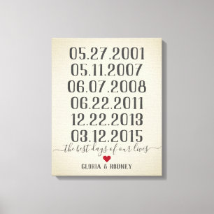 私たちの最高の生活の日は特別な日付のヴィンテージ キャンバスプリント