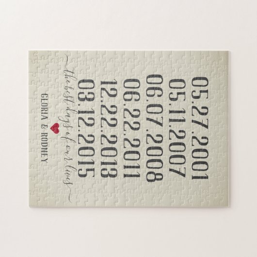 私たちの最高の生活の日は特別な日付のヴィンテージ ジグソーパズル (横)