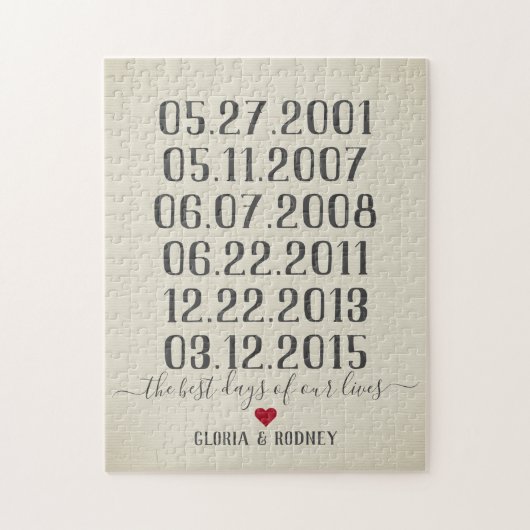 私たちの最高の生活の日は特別な日付のヴィンテージ ジグソーパズル (縦)