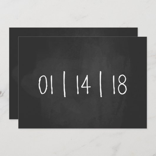 私たちの期日Chalkboard妊娠のお知らせ 案内状 (正面/裏面)