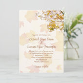 私たちの木、葉の背景、秋の結婚式招待状 招待状 (スタンド正面)