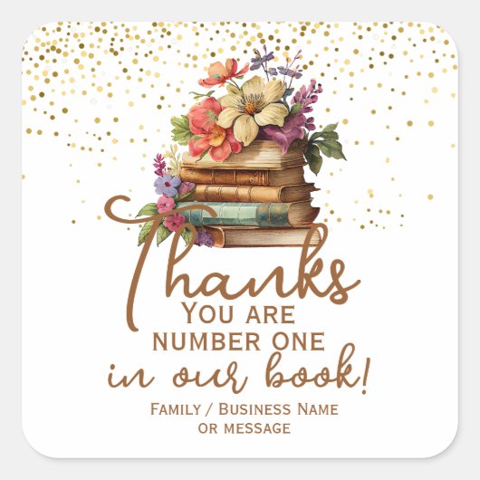 私たちの本の蔵書票で1位ありがとう スクエアシール (正面)