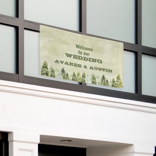私たちの森結婚へようこそ 横断幕 (ビルの外側)