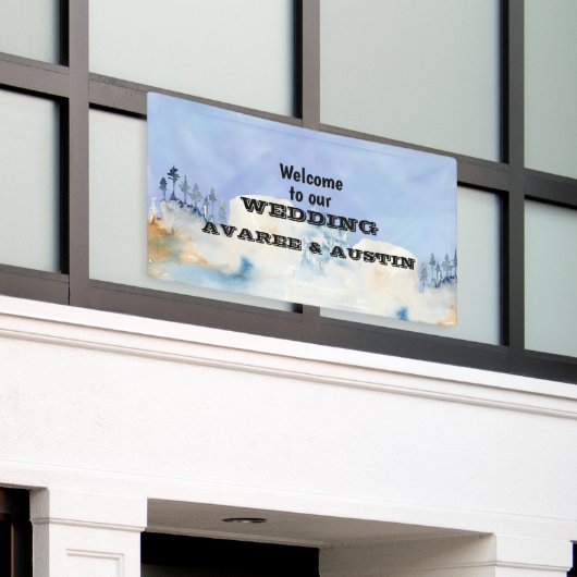 私たちの森結婚へようこそ 横断幕 (ビルの外側)