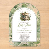 私たちの次の章は本を始める赤ちゃんシャワー アクリル招待状 (正面)