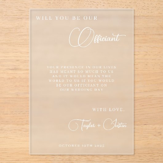 私たちの正式なプロポーショ結婚ンの提案のシンプル アクリル招待状 (正面)