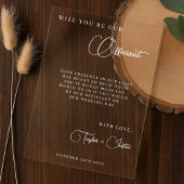 私たちの正式なプロポーショ結婚ンの提案のシンプル アクリル招待状