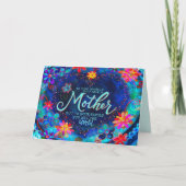 私たちの母、私たちの世界 かわいい青い花の楽しい時間 カード (正面)