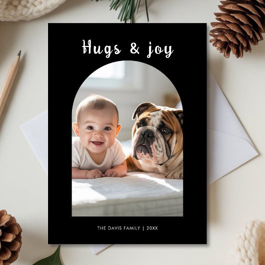 私たちの毛むくじゃらのホリデーヘルパーからのハグ＆ジョイカード シーズンカード