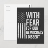 私たちの民主主義に恐怖を抱きながら私は反対する アメリカ人 ポストカード (正面/裏面)
