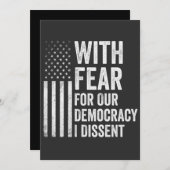 私たちの民主主義に恐怖を抱きながら私は反対する アメリカ人 招待状 (正面/裏面)