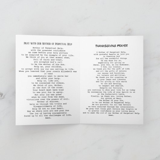 私たちの永遠の助けの母カード カード (内部)