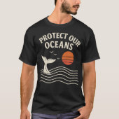 私たちの海を守るクジラの尾のエコフレンドリーコンサーブ Tシャツ (正面)