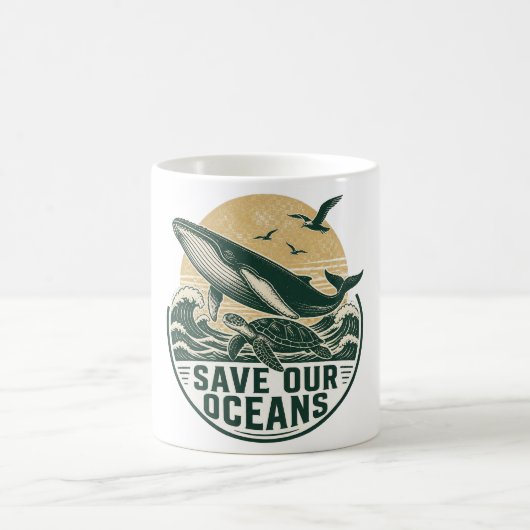 私たちの海を守ろう 環境保護 コーヒーマグカップ (中央)